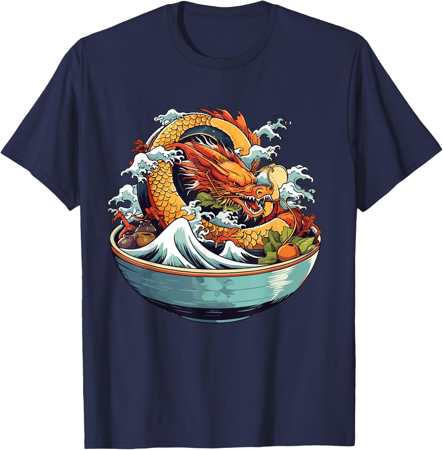 Sushi Dragon Japanese Food Kawaii Dragon Anime Sushi T-Shirt - T-Shirt | Navy
