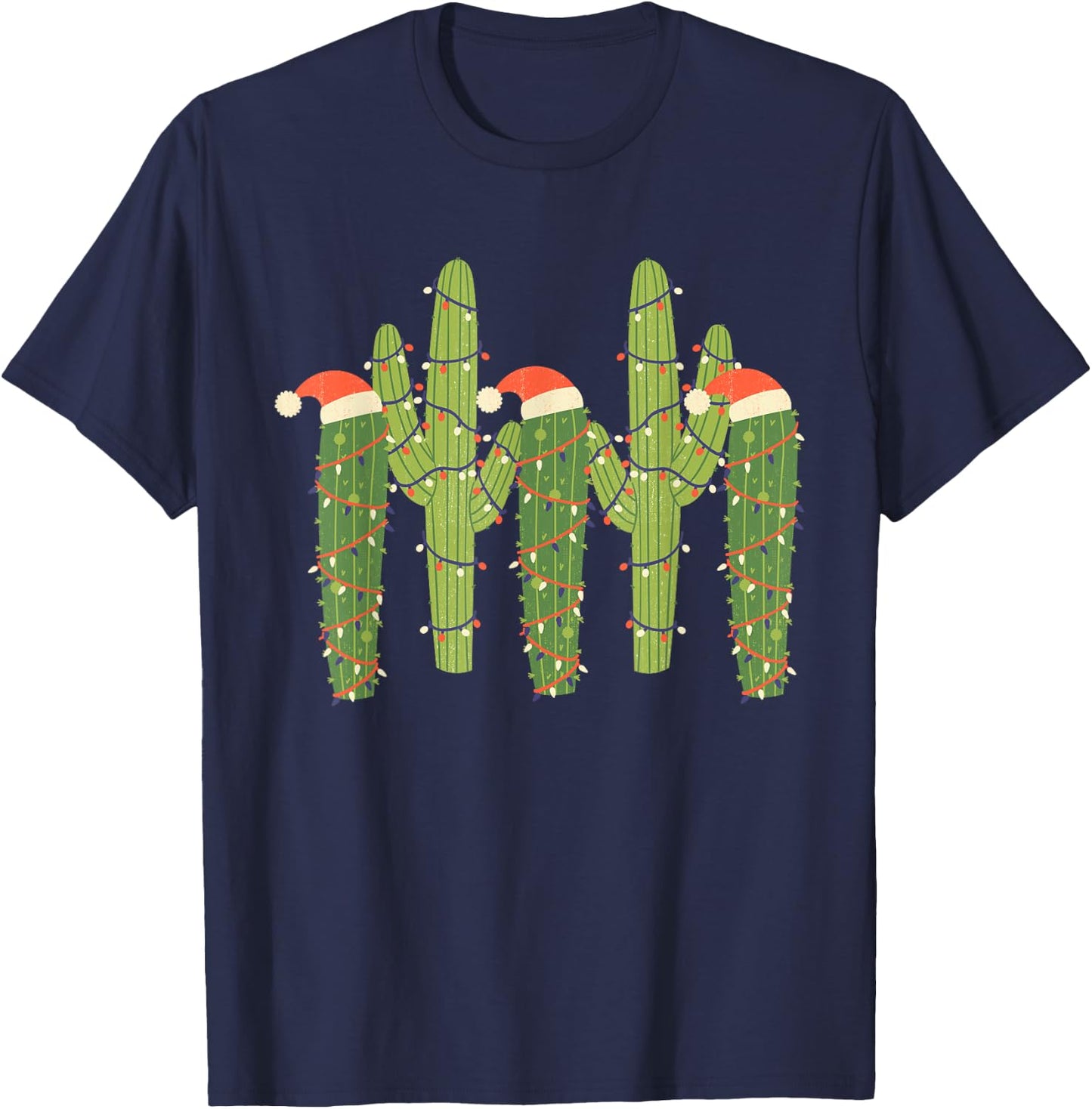 Christmas Cactus Desert Vintage Saguaro Cactus Plants Lover T-Shirt - T-Shirt | Navy