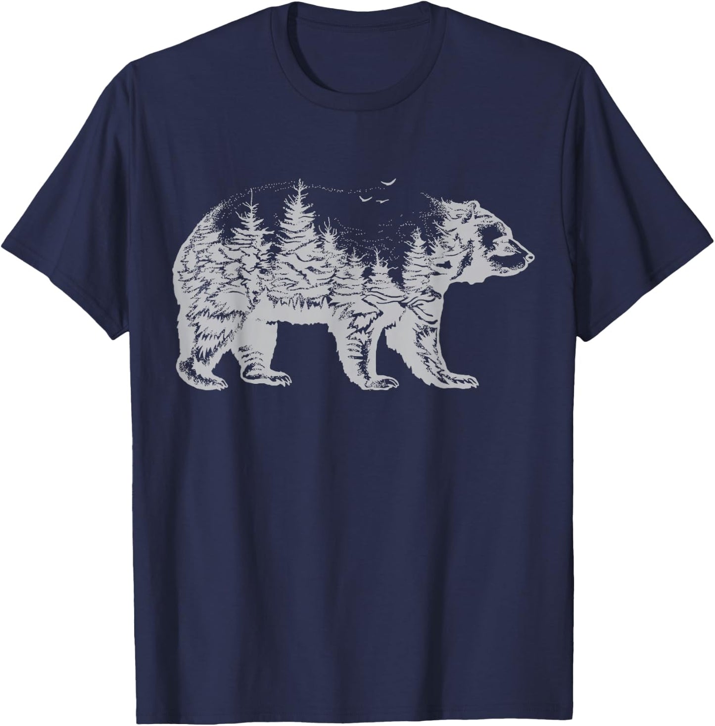 Bear silhouette forest nature for lovers of animal wildlife T-Shirt - T-Shirt | Navy