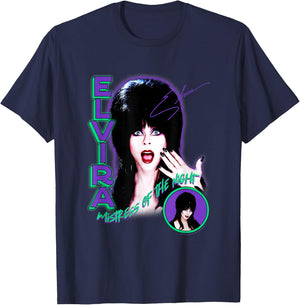 Elvira, Mistress of The Dark Purple and Green Horror T-Shirt - T-Shirt | Navy