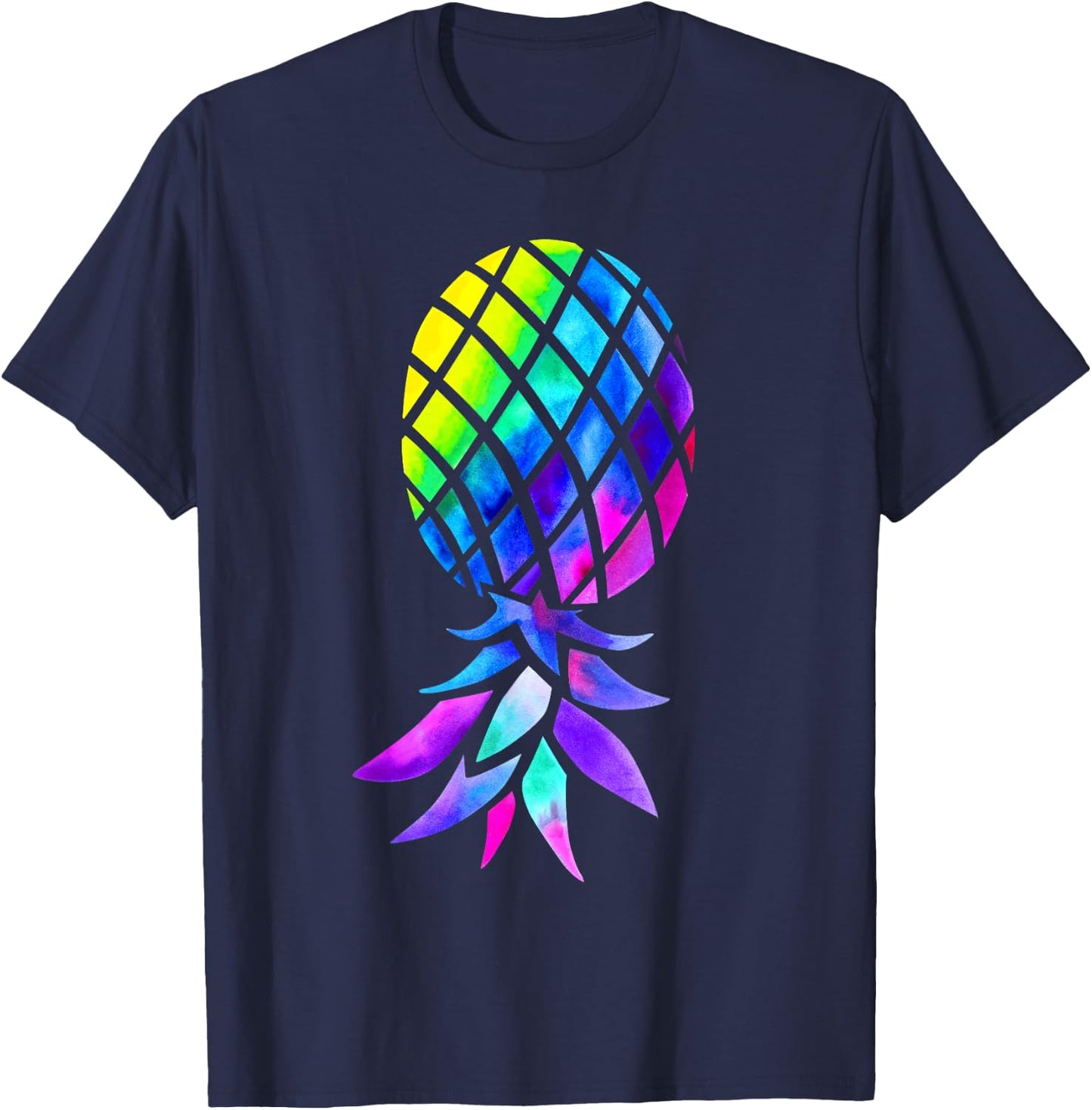 Colourful Inverted Pineapple Swinger Polyamory T-Shirt - T-Shirt | Navy