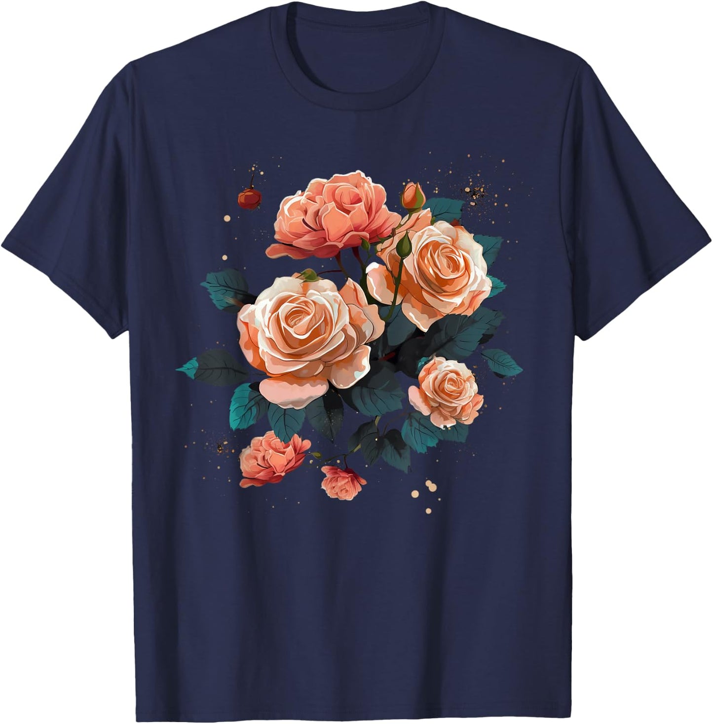 Bouquet of Roses on Rose flowers T-Shirt - T-Shirt | Navy