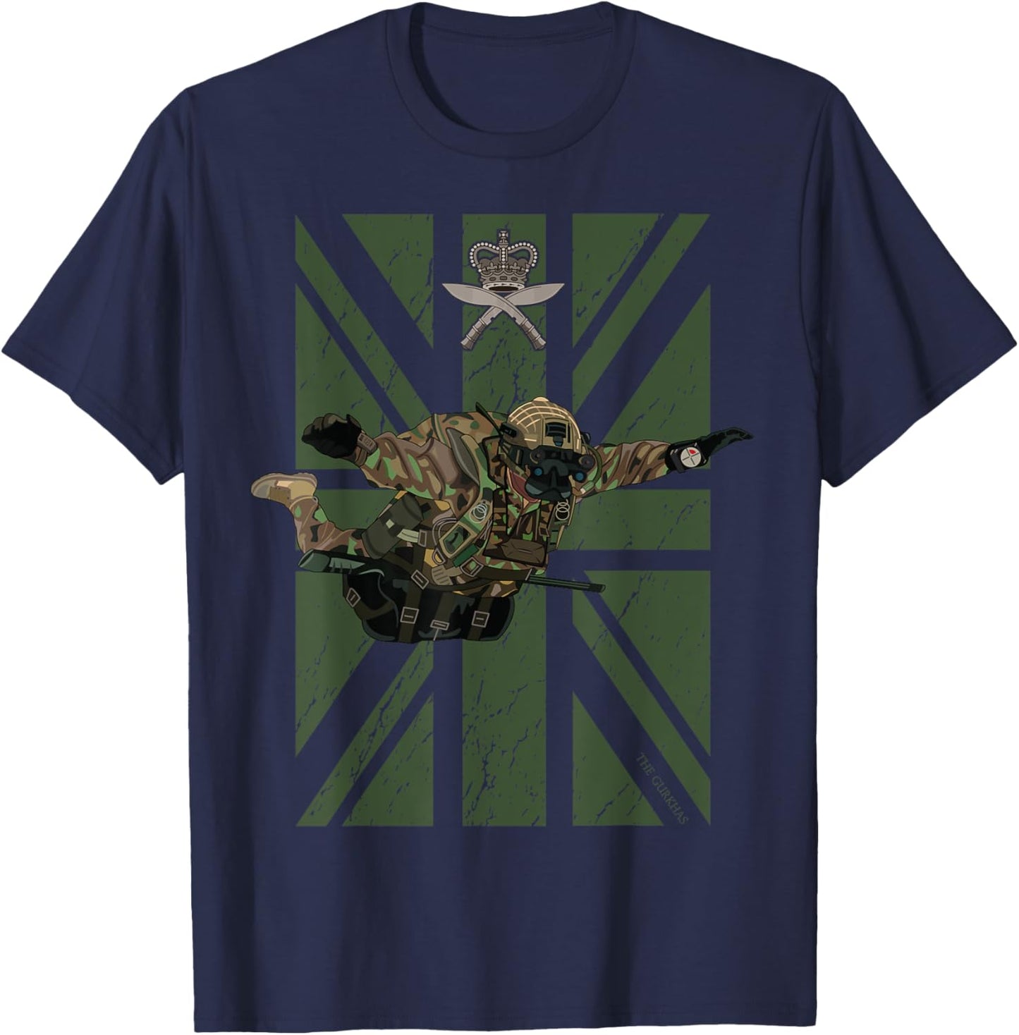 Gurkha Rifles British Special Force Military Paratrooper T-Shirt - T-Shirt | Navy