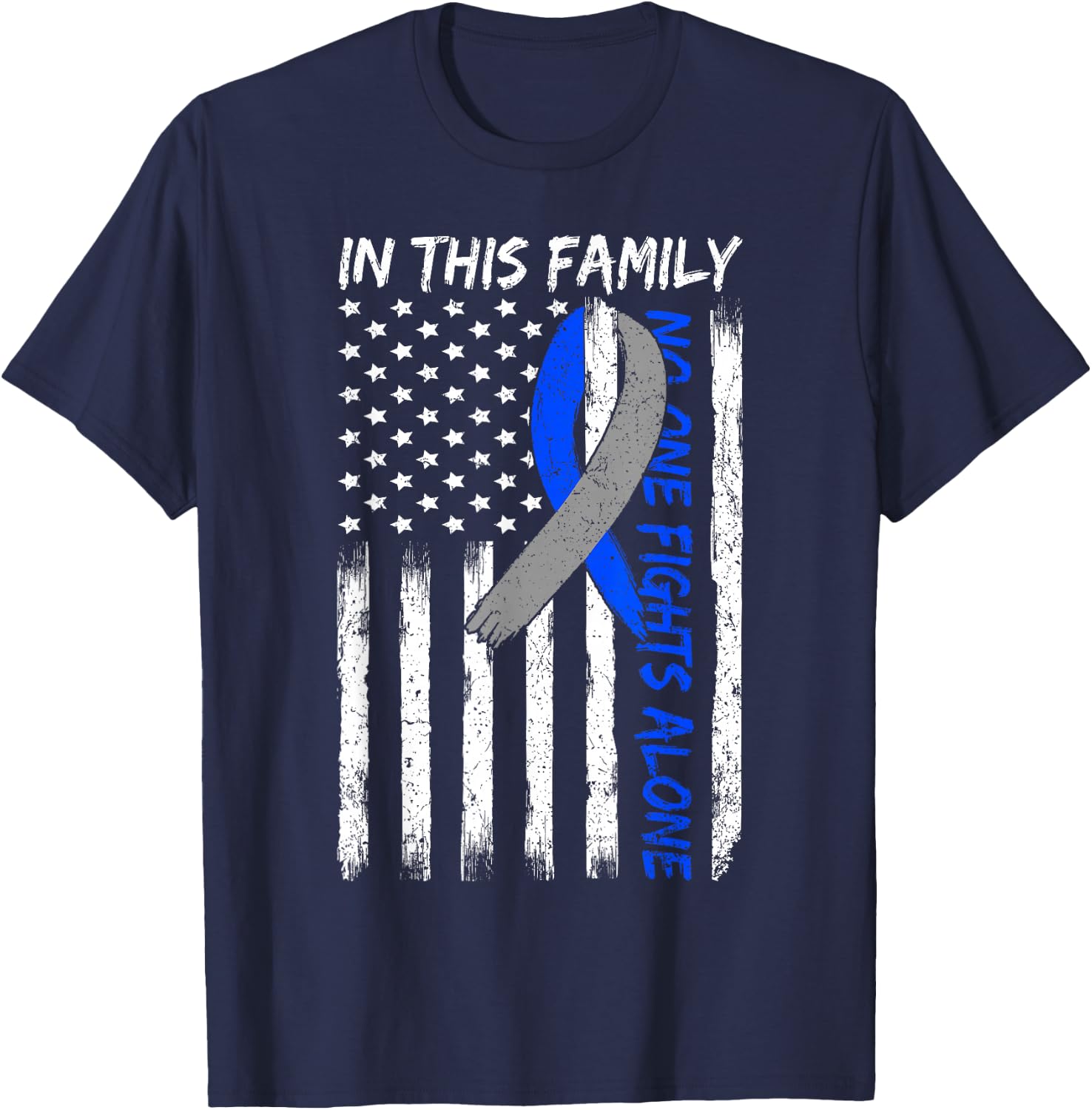 In This Family No One Fights Diabetes Alone USA Flag Outfit T-Shirt - T-Shirt | Navy