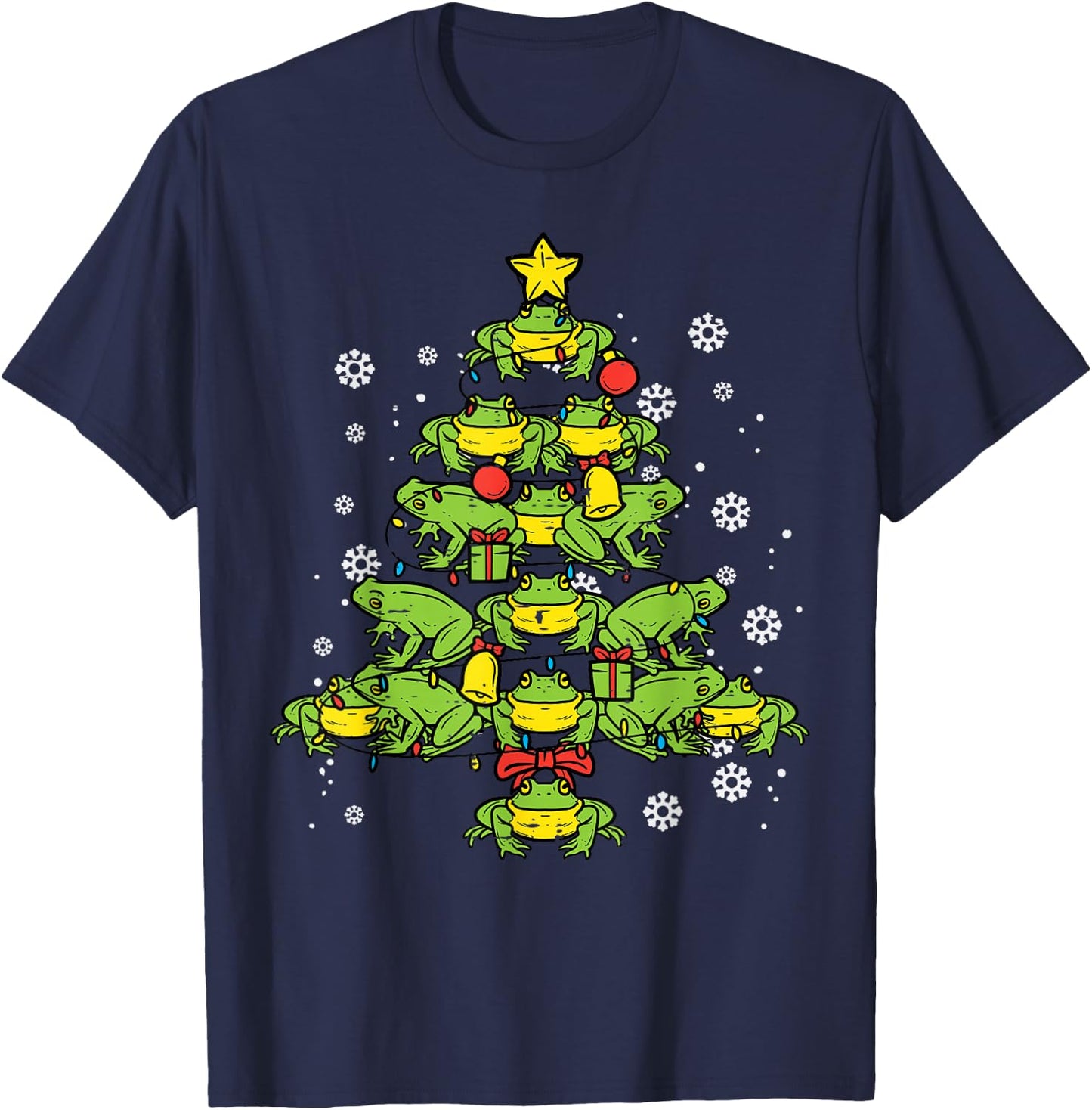 Frogs Christmas Tree Animal Xmas Women Men Kids T-Shirt - T-Shirt | Navy