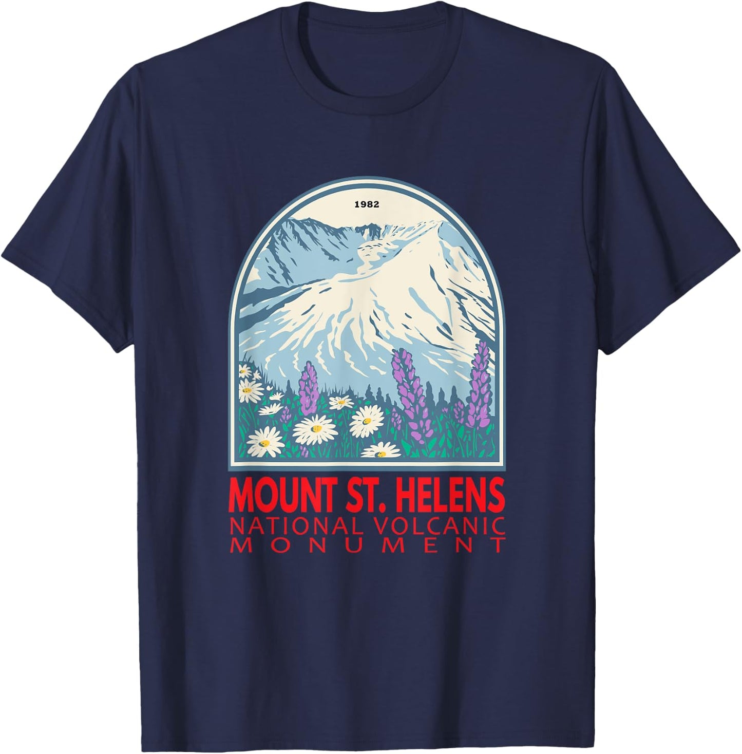 Mount St Helens National Volcanic Monument Emblem Vintage T-Shirt - T-Shirt | Navy