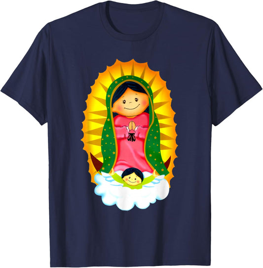 Virgen de Guadalupe Our Lady of Guadalupe Catholic Mary T-Shirt - T-Shirt | Navy