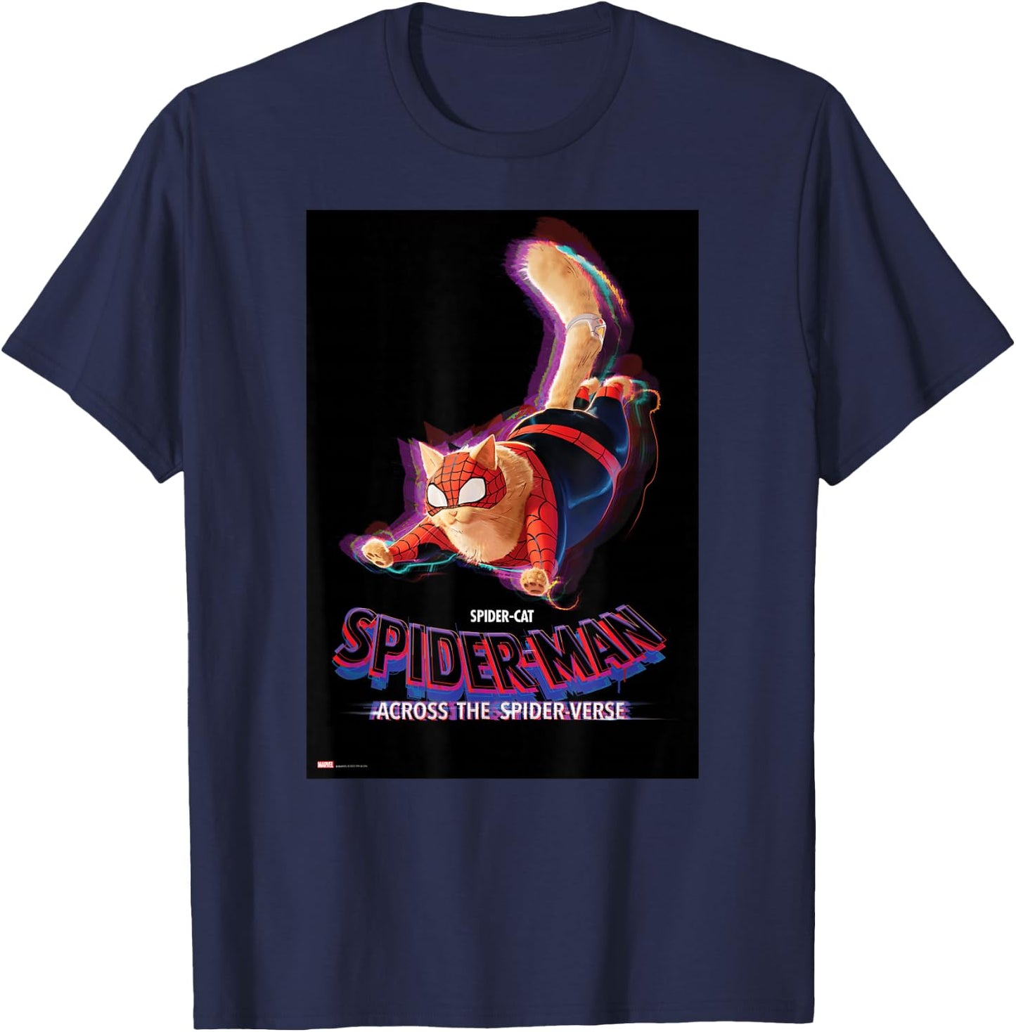 Marvel Spider-Man: Across the Spider-Verse Spider-Cat Poster T-Shirt - T-Shirt | Navy