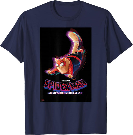 Marvel Spider-Man: Across the Spider-Verse Spider-Cat Poster T-Shirt - T-Shirt | Navy