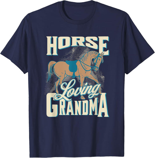 Horse Loving Grandma Grandmother Design T-Shirt - T-Shirt | Navy