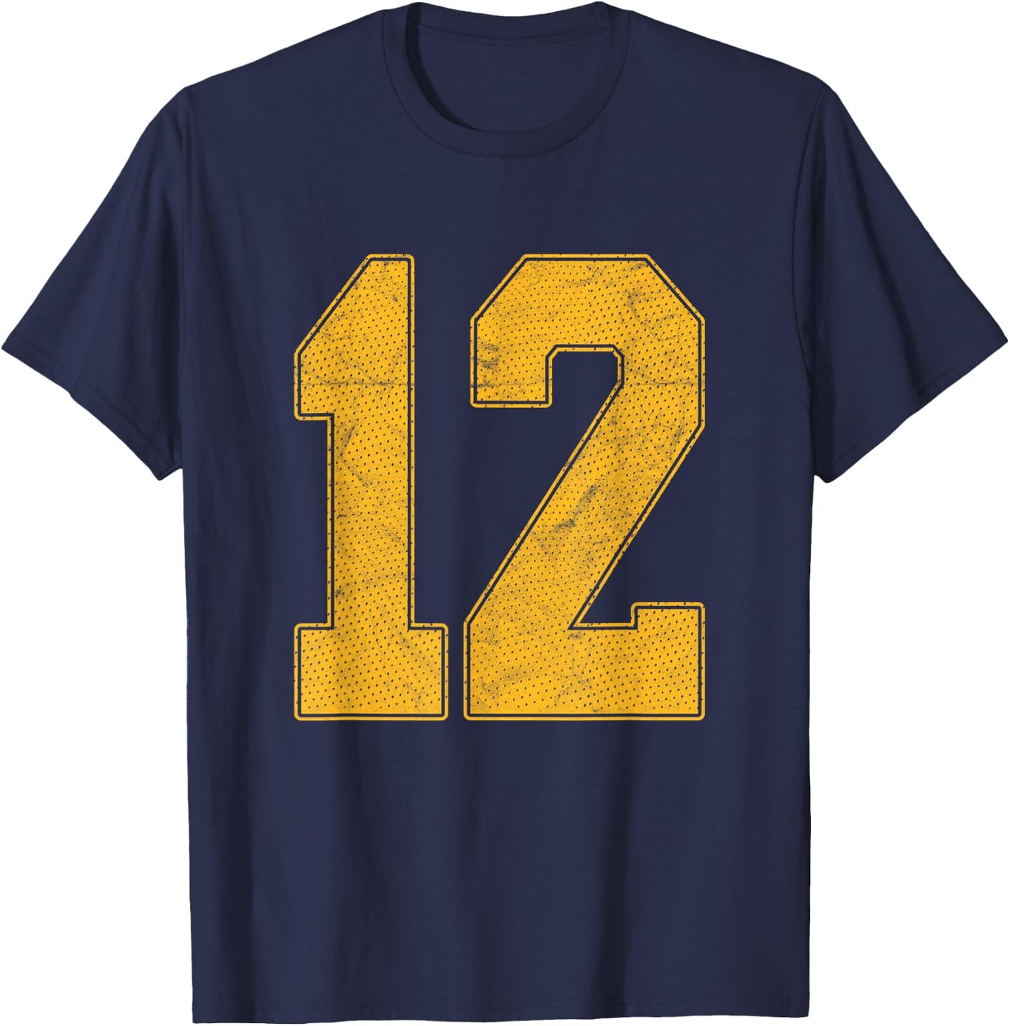 Number 12 Numbered Uniform Sports Team Jersey 12th Birthday T-Shirt - T-Shirt | Navy