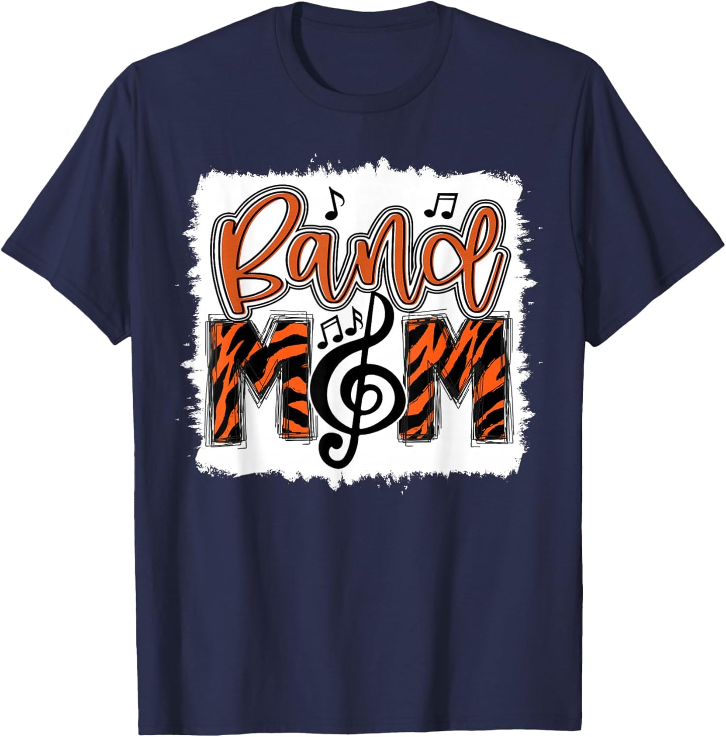 Band Mom 2026 Marching Tiger Print Class of 2026 Senior T-Shirt - T-Shirt | Navy