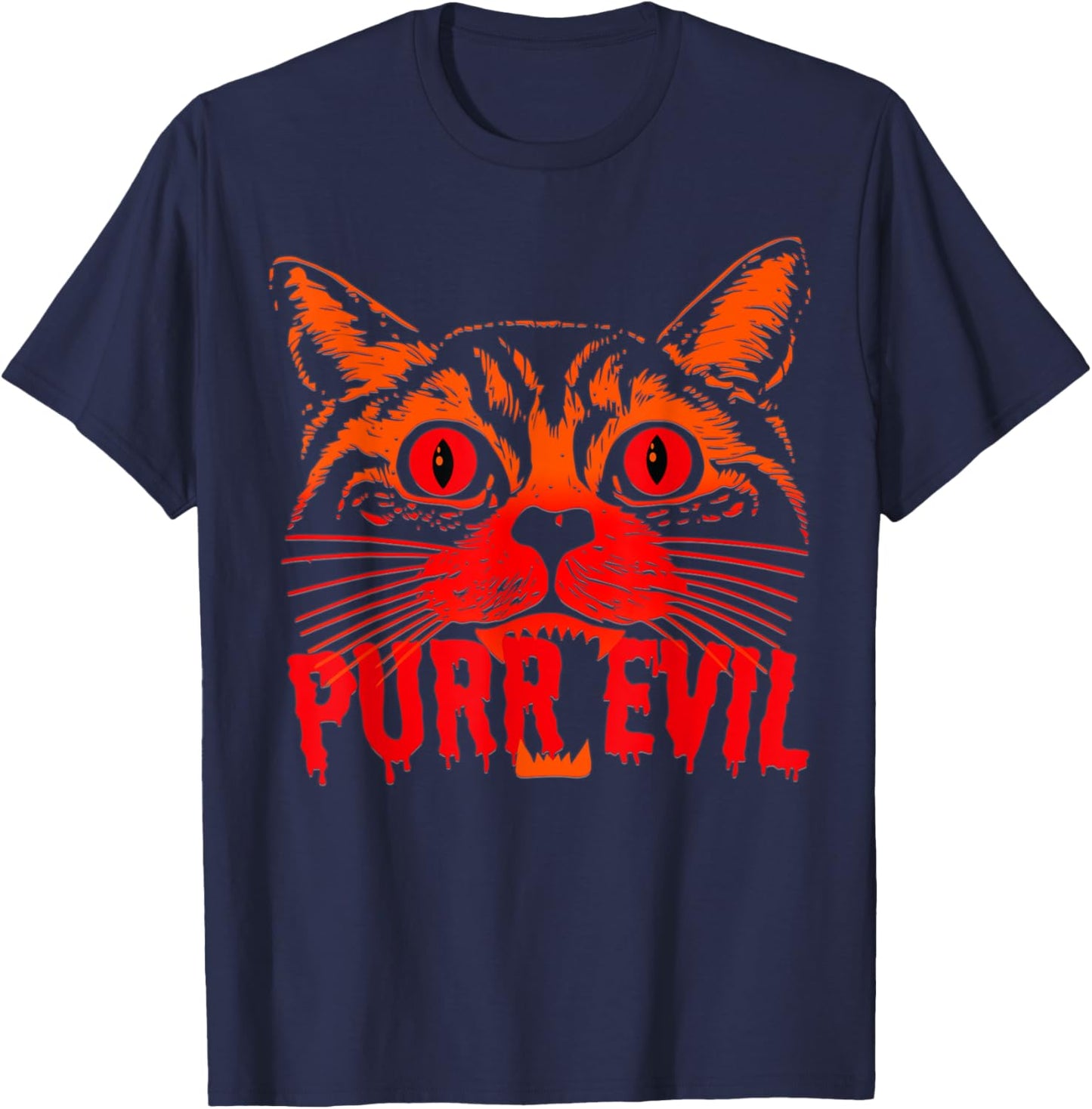 Purr Evil Satanic Cat Spooky design for Halloween Men Women T-Shirt - T-Shirt | Navy