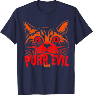 Purr Evil Satanic Cat Spooky design for Halloween Men Women T-Shirt - T-Shirt | Navy