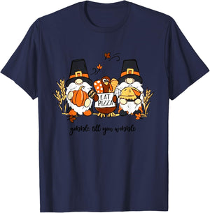 Thanksgiving Gnomes Gobble Till You Wobble Turkey Dinner T-Shirt - T-Shirt | Navy