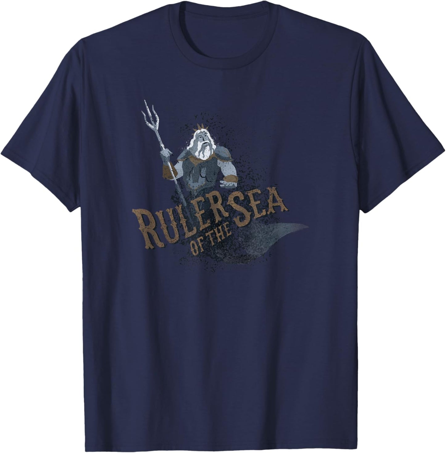 Disney The Little Mermaid King Triton Ruler of The Sea Retro T-Shirt - T-Shirt | Navy