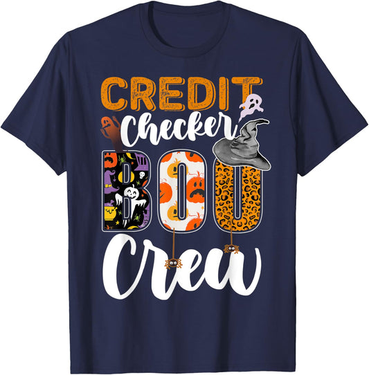 Credit Checker Boo Crew Halloween Matching Banker T-Shirt - T-Shirt | Navy