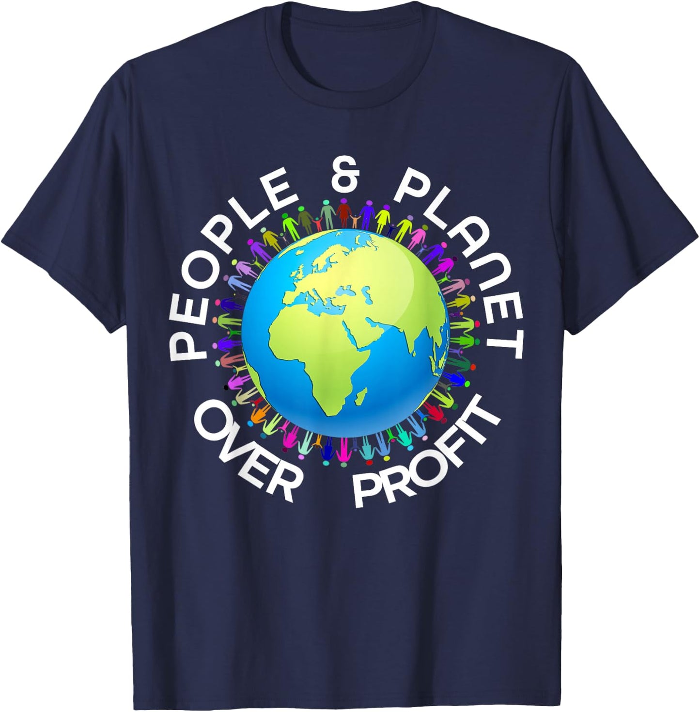 People And Planet Over Profit T-Shirt - T-Shirt | Navy