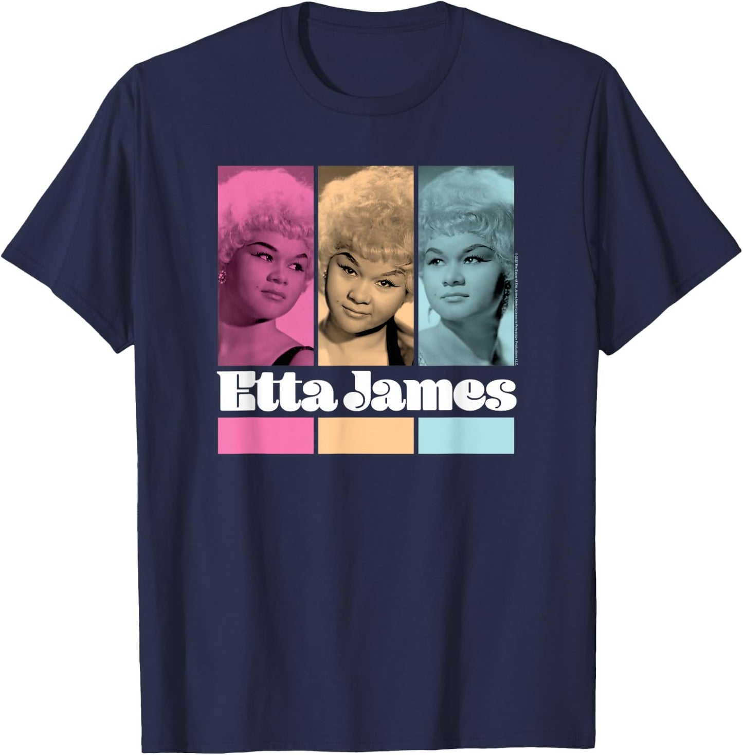 Etta James - Black, Small, -Adults, Short Sleeve, Classic Fit, Cotton 100%, Music-Themed T-Shirt - T-Shirt | Navy