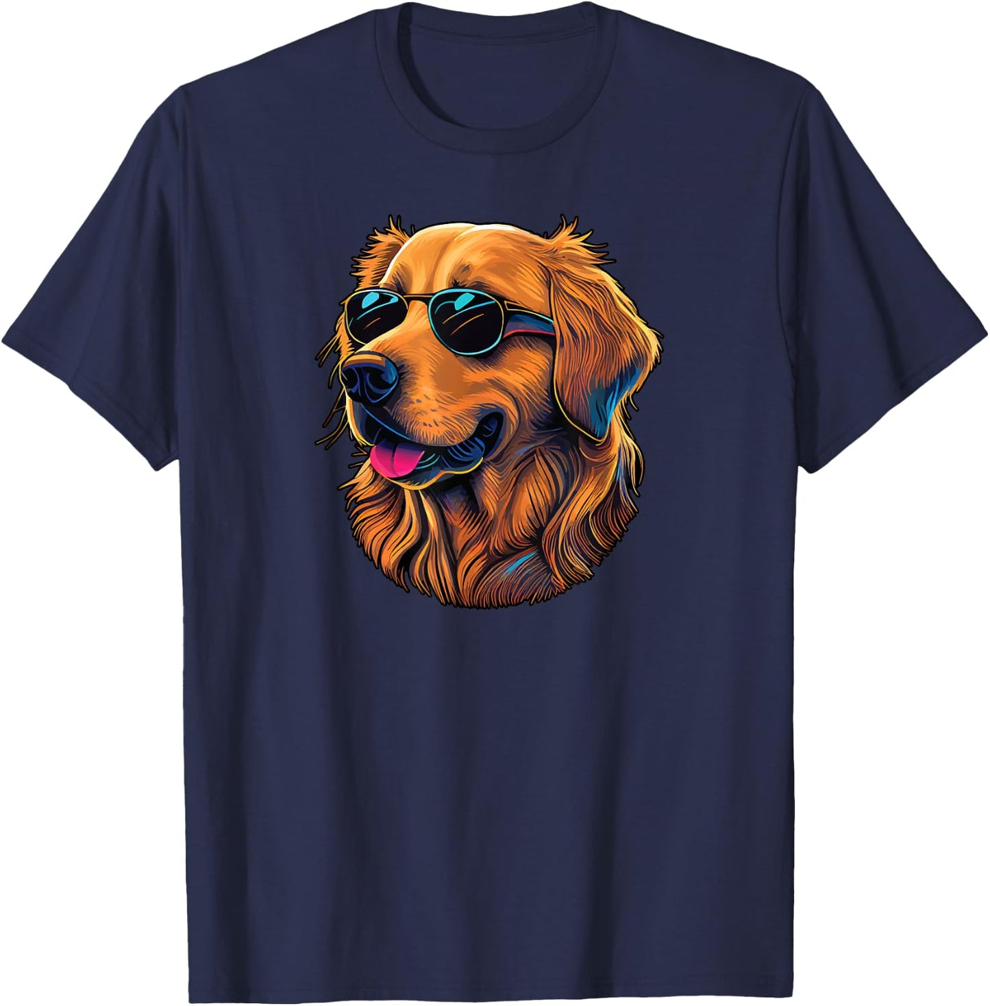 Dad Mom Cool Dog Sunglasses - Golden Retriever Women T-Shirt - T-Shirt | Navy