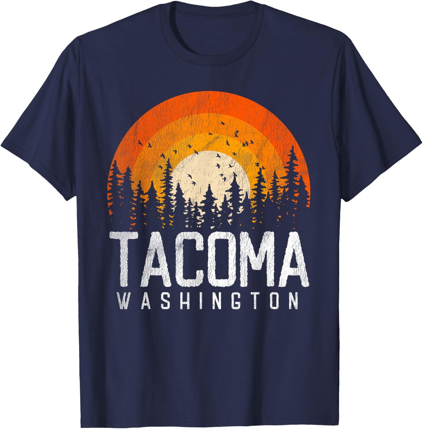 Tacoma Washington WA Shirt Retro Vintage 70s 80s 90s Gift T-Shirt - T-Shirt | Navy
