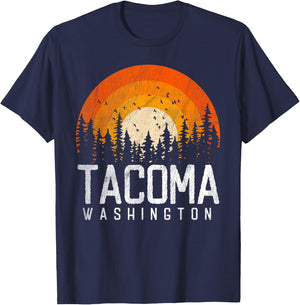 Tacoma Washington WA Shirt Retro Vintage 70s 80s 90s Gift T-Shirt - T-Shirt | Navy