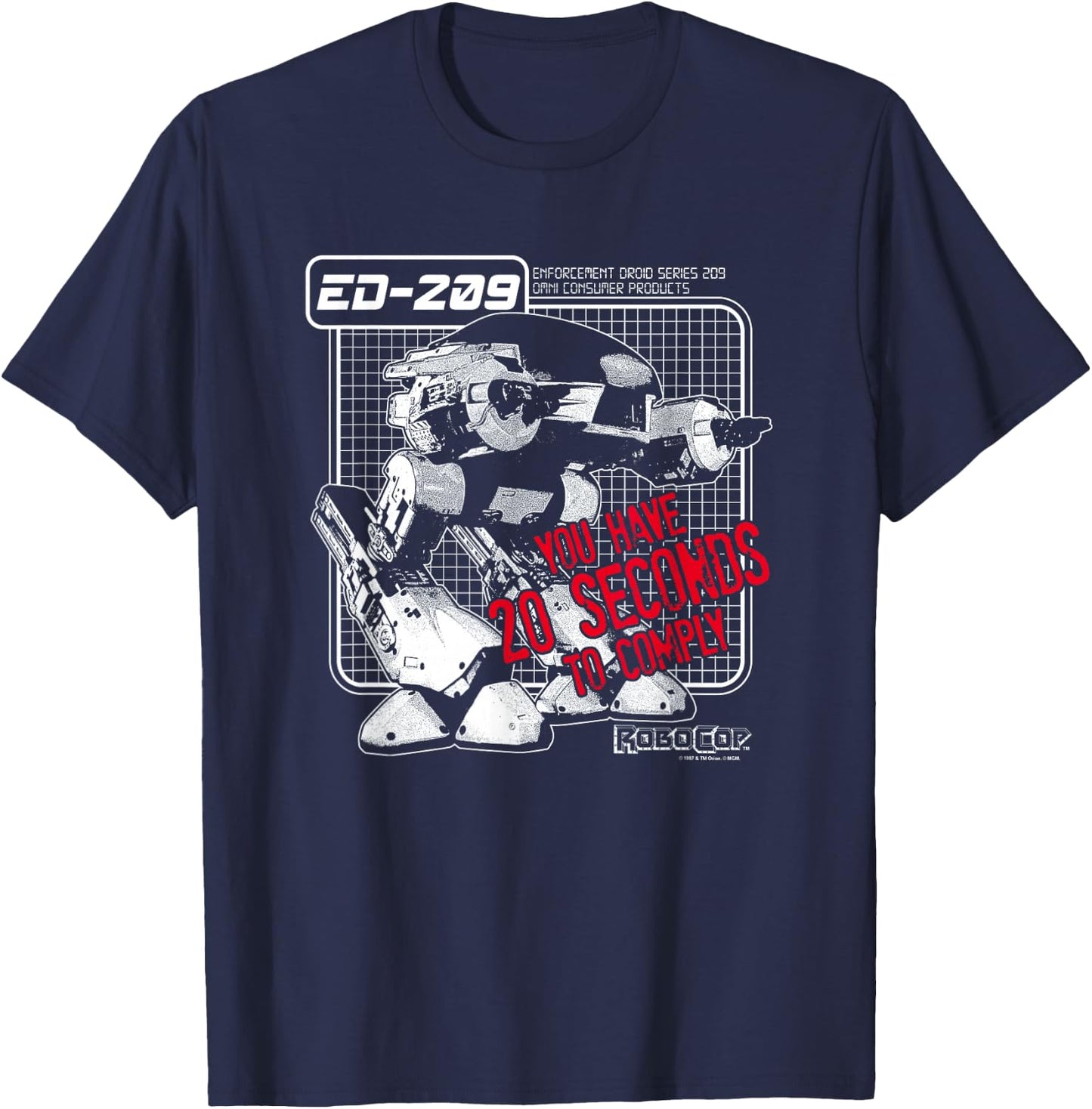 Robocop ED 209 - Black - Men's - Small - Short Sleeve - Modern Cartoon T-Shirt - T-Shirt | Navy