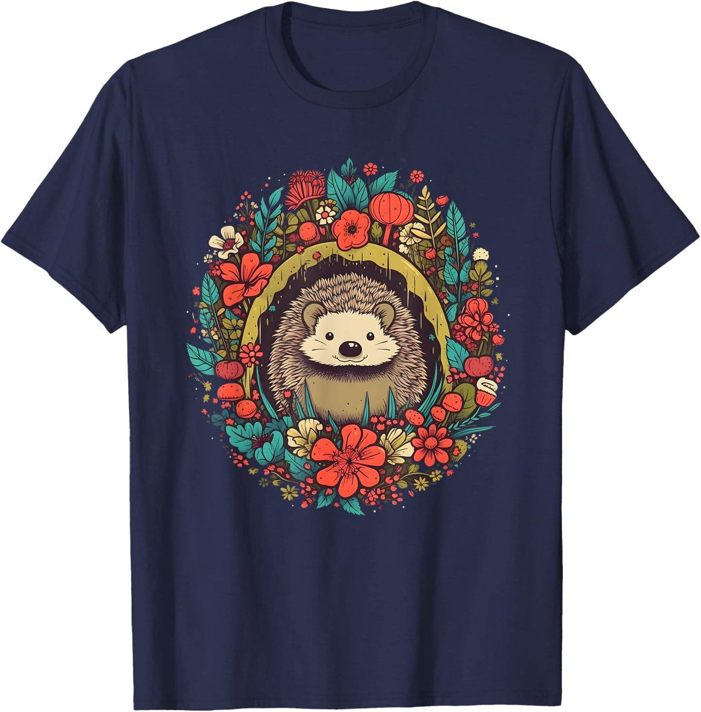 Floral Hedgehog T-Shirt - T-Shirt | Navy