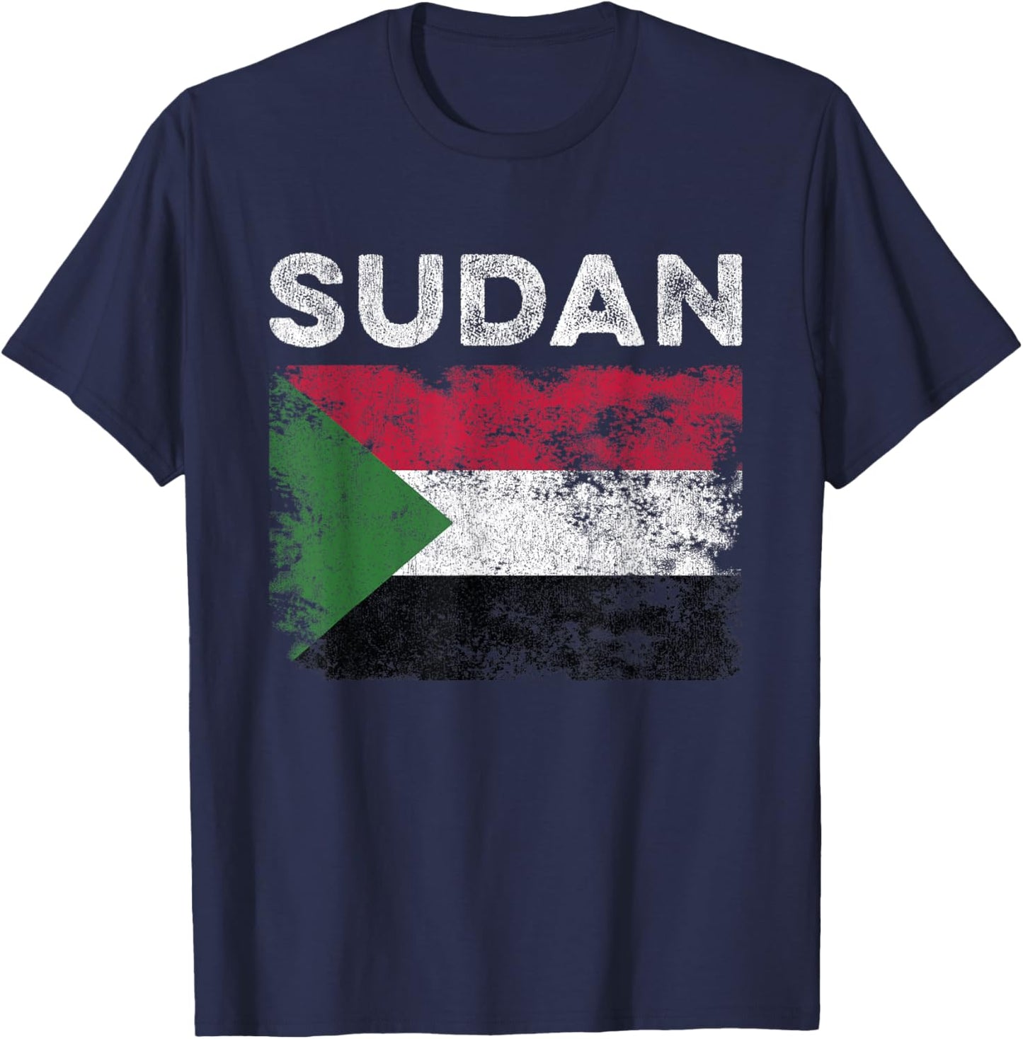 Sudan Flag Distressed - Men Women Kids - Sudanese Flag T-Shirt - T-Shirt | Navy