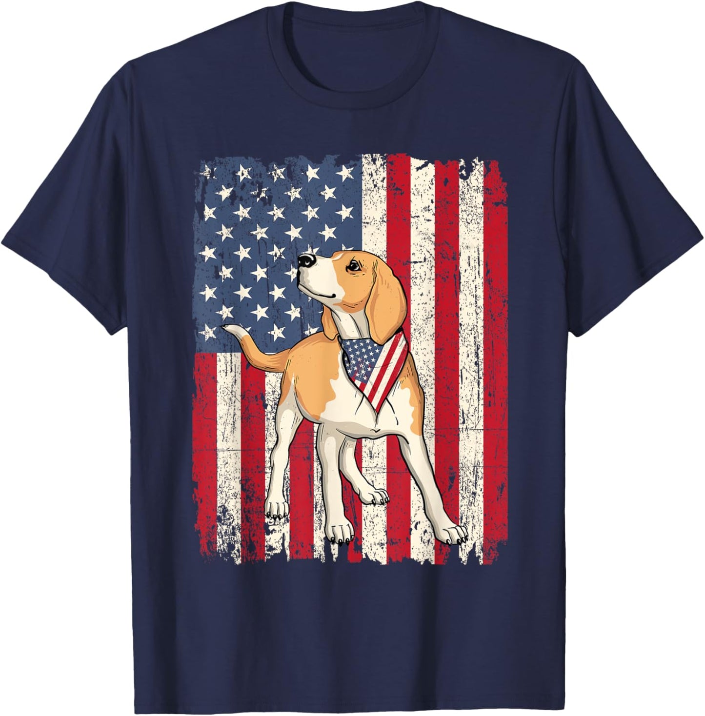 Beagle - American Flag 4th Of July Dog Trainer Puppy Lover T-Shirt - T-Shirt | Navy
