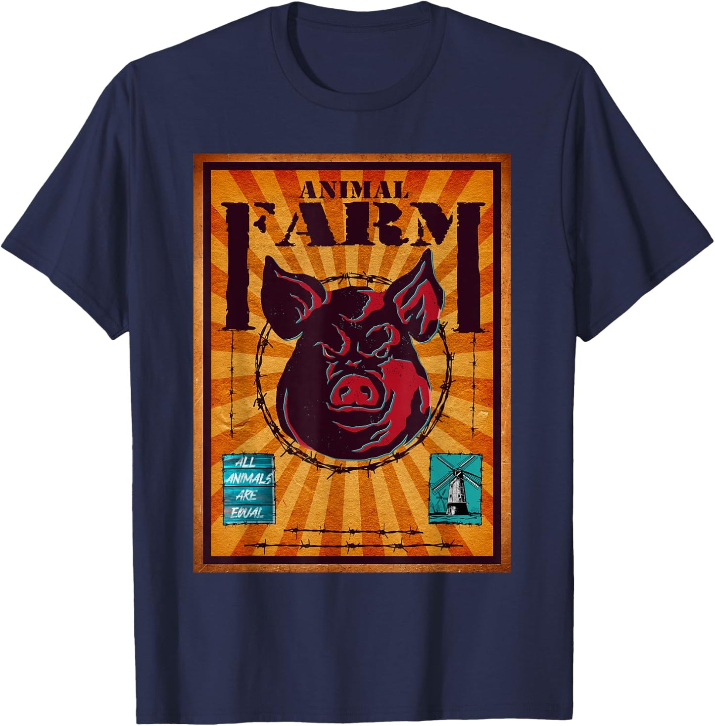 Animal Farm All Animals Are Equal Vintage T-Shirt - T-Shirt | Navy