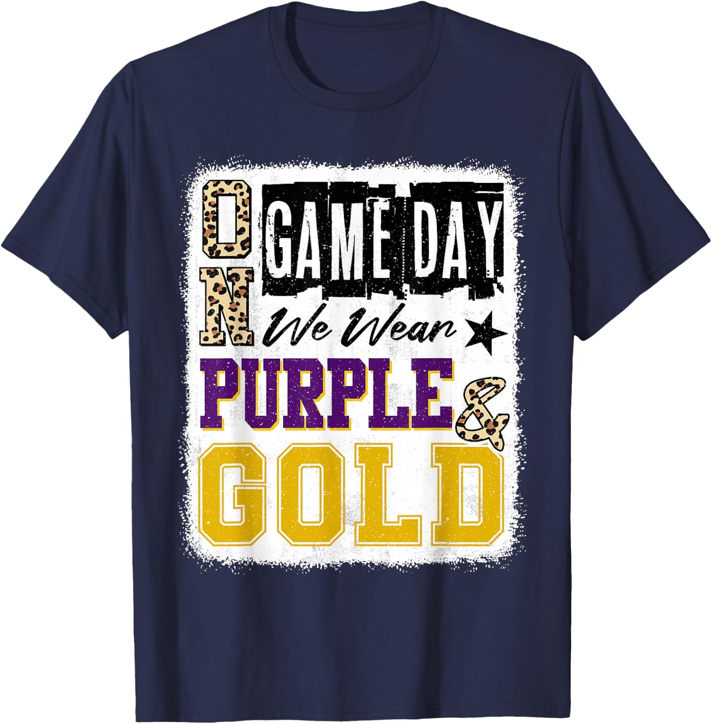 On Gameday Football We Wear Purple And Gold School Spirit T-Shirt - T-Shirt | Navy