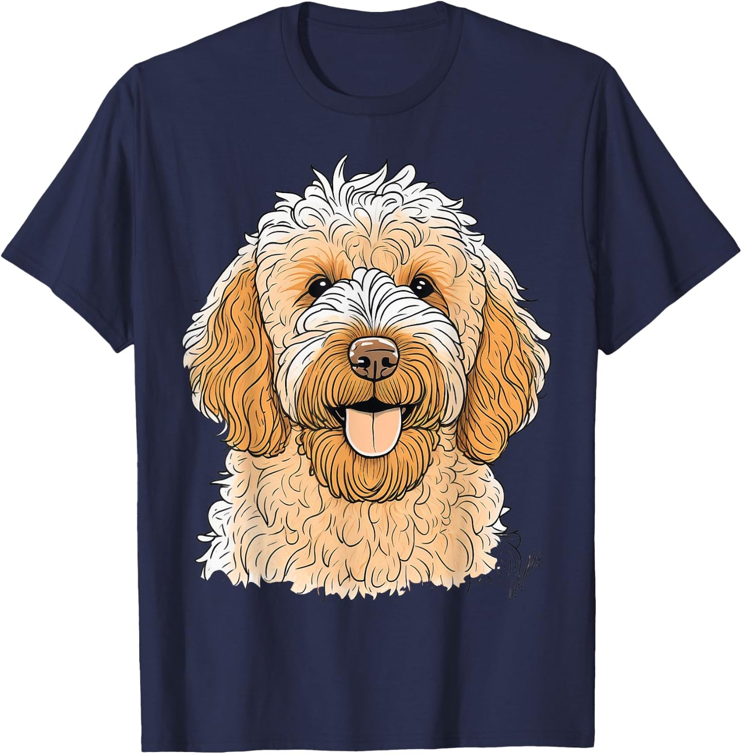 Cute Goldendoodle Dog on Golden Doodle Lover Men Women Kids T-Shirt - T-Shirt | Navy
