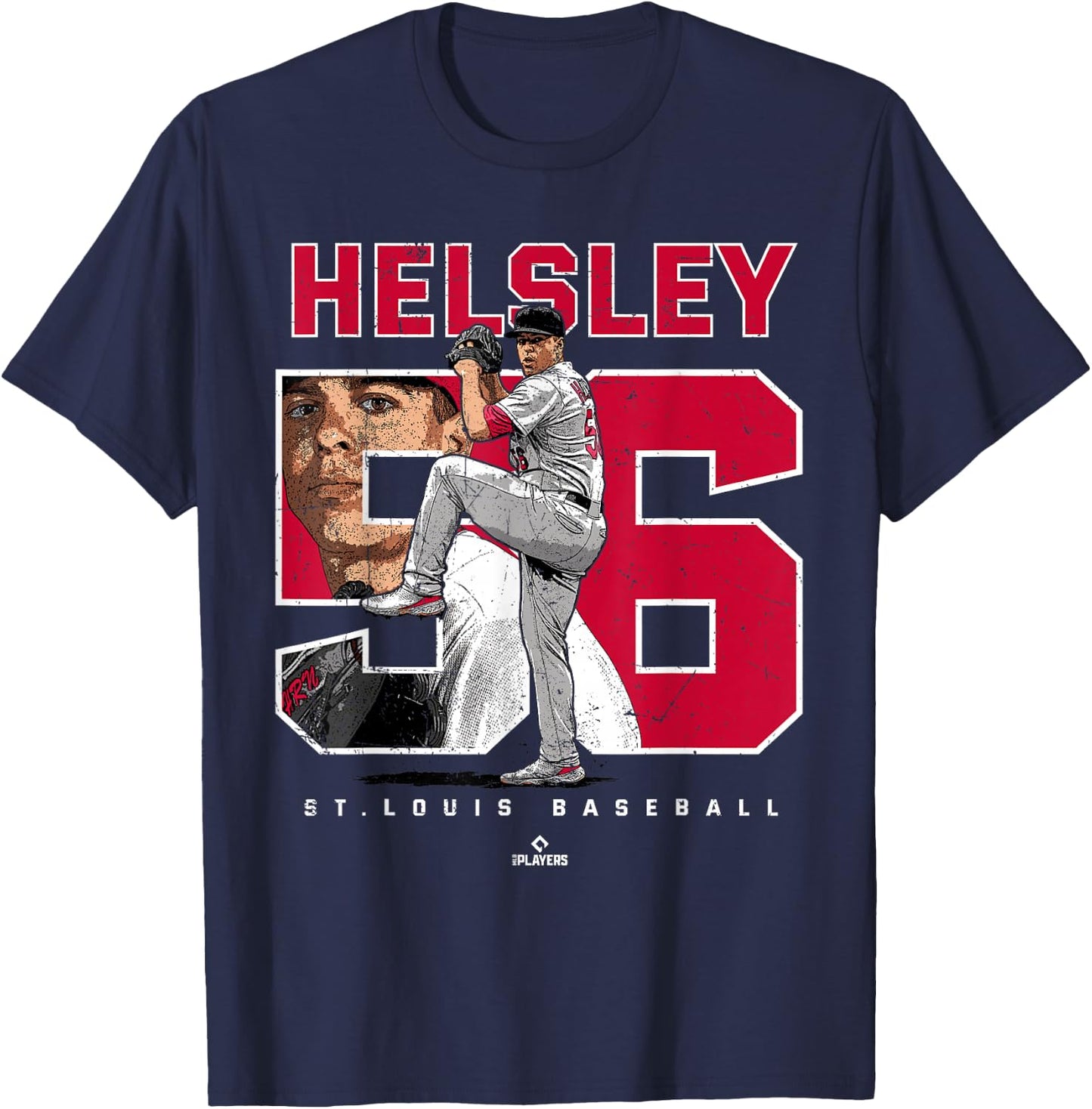 Number and Portrait Ryan Helsley St Louis MLBPA T-Shirt - T-Shirt | Navy