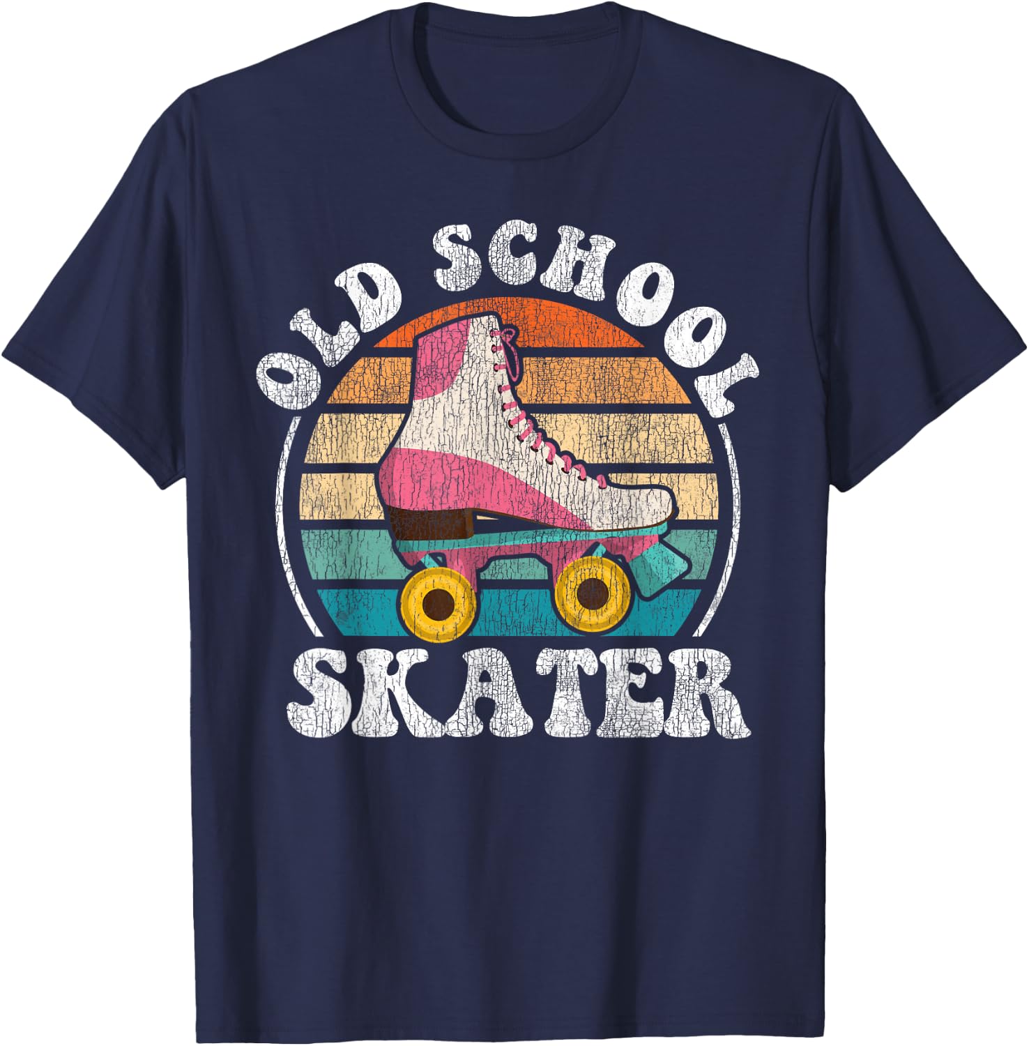 Cool Roller Skating Skate Girl 1970S Retro Vintage T-Shirt - T-Shirt | Navy