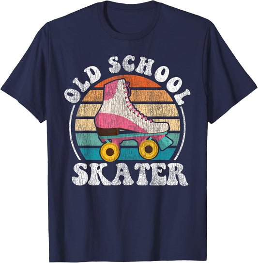 Cool Roller Skating Skate Girl 1970S Retro Vintage T-Shirt - T-Shirt | Navy