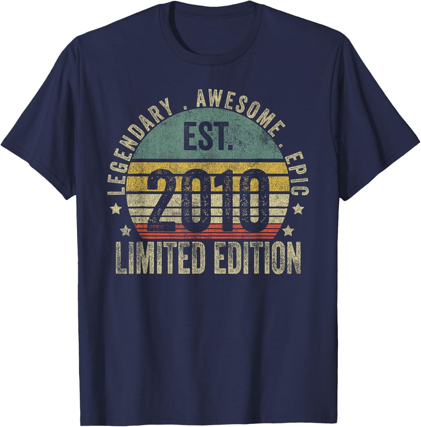 16th Birthday Vintage 16 Year Old Est 2010 Limited Edition T-Shirt - T-Shirt | Navy