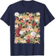 Botanical Black Pug Garden - Floral Dog Owner Pet Lover T-Shirt - T-Shirt | Navy