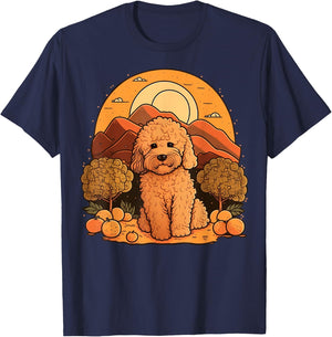 Cute Goldendoodle Dog on Golden Doodle Lover Women Kids T-Shirt - T-Shirt | Navy