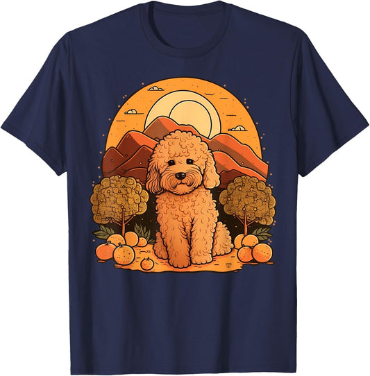 Cute Goldendoodle Dog on Golden Doodle Lover Women Kids T-Shirt - T-Shirt | Navy