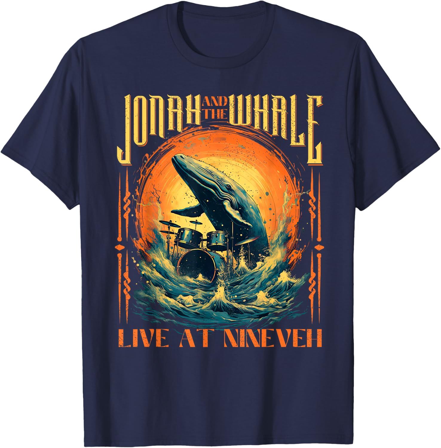 Christian Gift Jonah Whale Funny Rock Band Vintage T-Shirt - T-Shirt | Navy