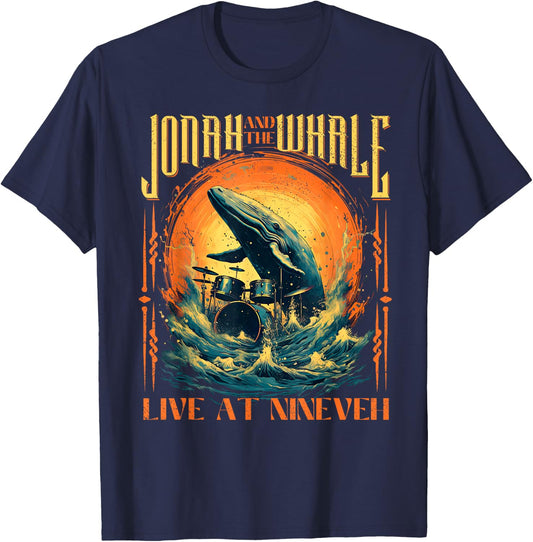 Christian Gift Jonah Whale Funny Rock Band Vintage T-Shirt - T-Shirt | Navy
