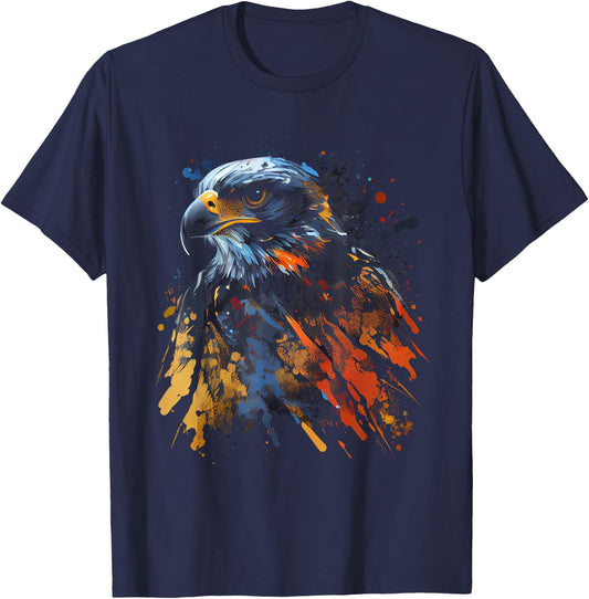 Hawk Bird Colorful Color Bird Observer Bird of Prey T-Shirt - T-Shirt | Navy