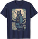 Vintage Samurai Cat Japanese Ninja Art Japan Anime Graphic Women Kids T-Shirt - T-Shirt | Navy