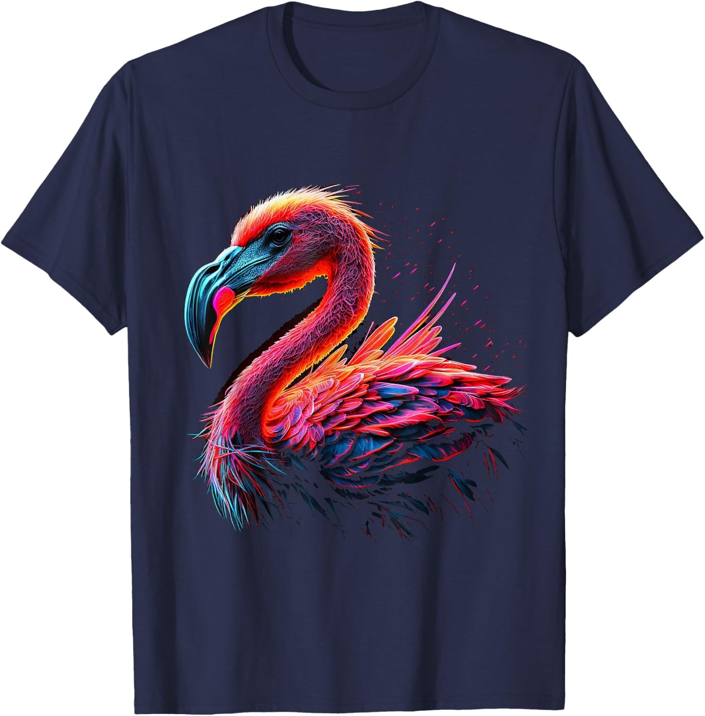 Flamingo Animal Lover Art Colourful Animal Print Flam T-Shirt - T-Shirt | Navy