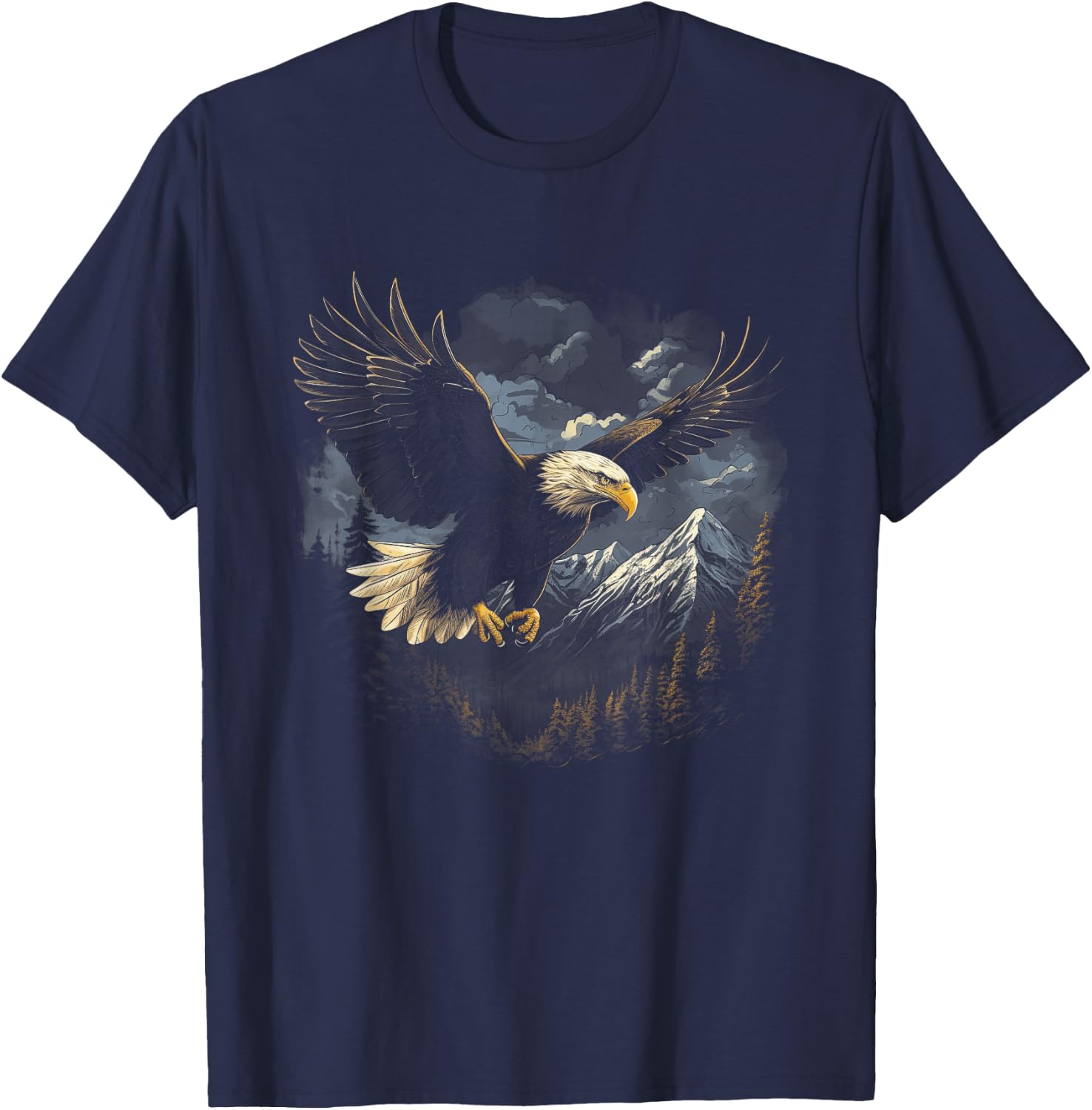 Eagle Bird Mountains , Small, Black T-Shirt - T-Shirt | Navy