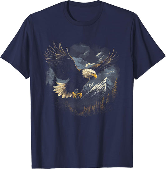 Eagle Bird Mountains , Small, Black T-Shirt - T-Shirt | Navy