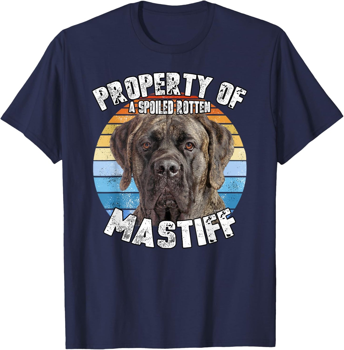 Kitana Mastiff Brindle Retro Property Of T-Shirt - T-Shirt | Navy
