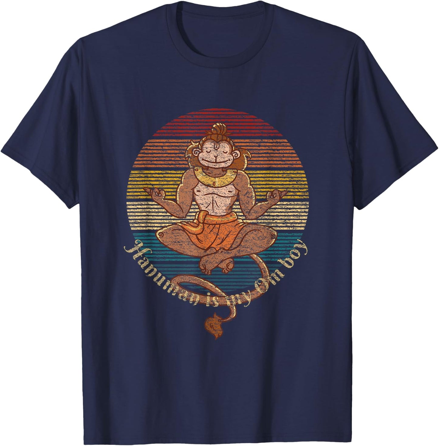 Funny Hanuman Is My Om Boy Hindu God and divine vanara T-Shirt - T-Shirt | Navy