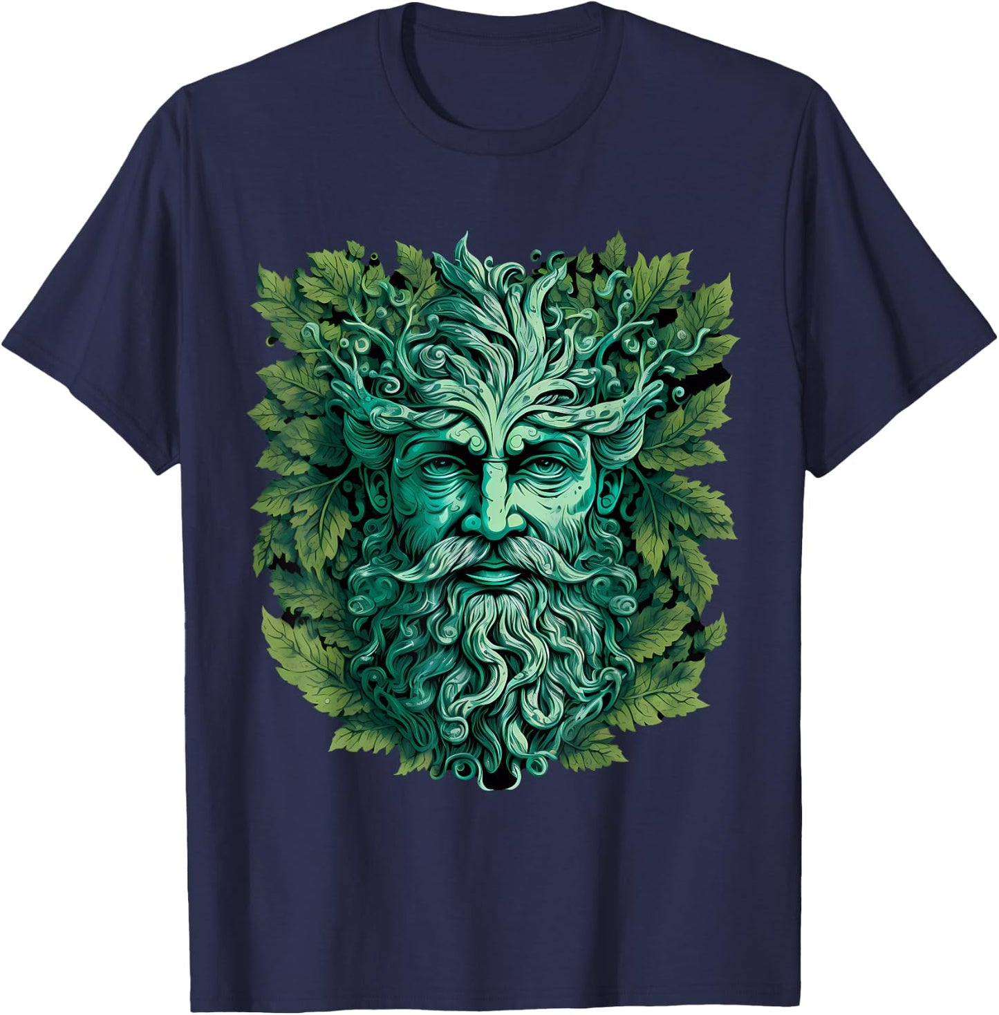 Traditional Pagan Celtic Greenman T-Shirt - T-Shirt | Navy